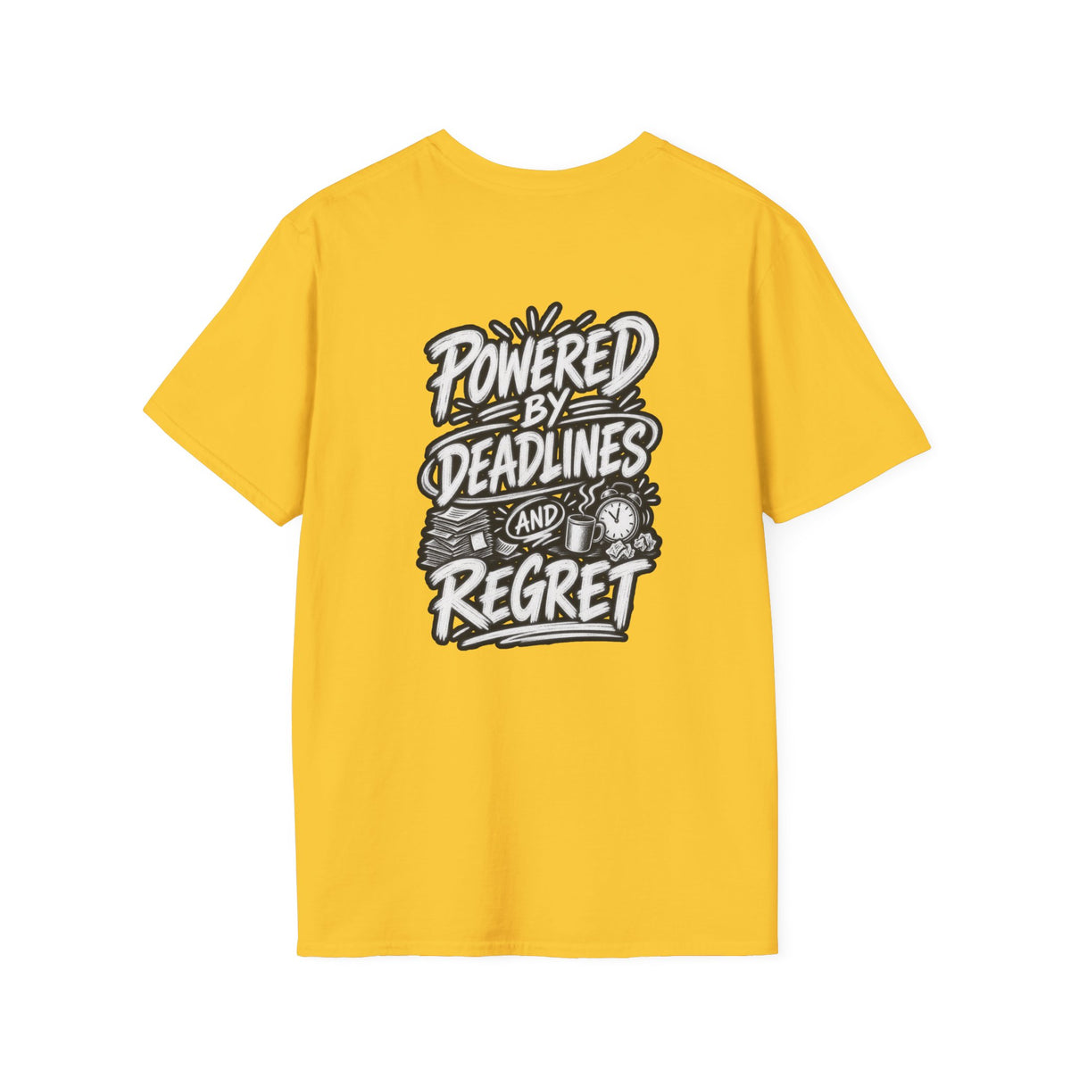 Funny Dark Humor Shirt Powered by Deadlines and Regret Funny Office Tee Unique Coworker Gift