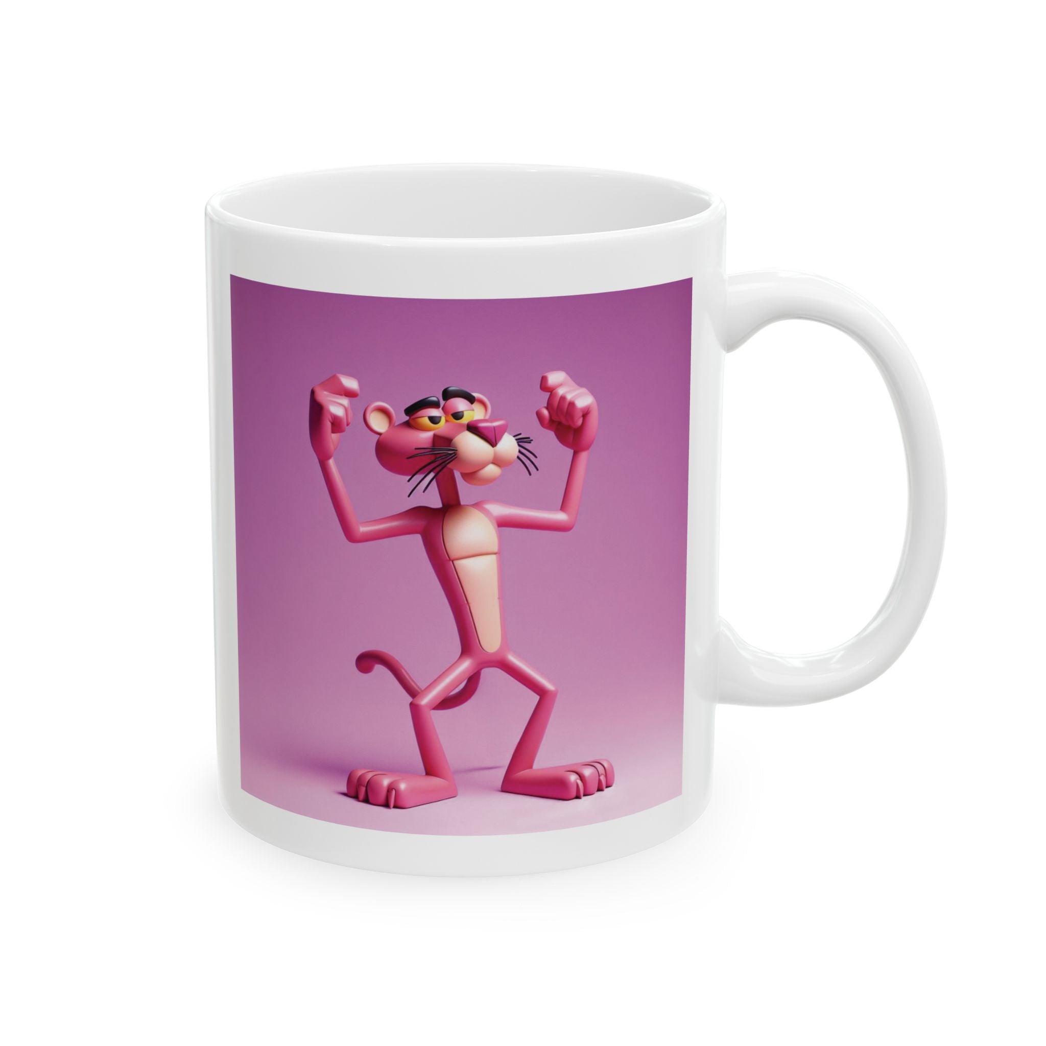 3D Pink Panther Mug Classic Cartoon Ceramic Mug Tea Coffee Cup Gift Ideas Kids 11oz