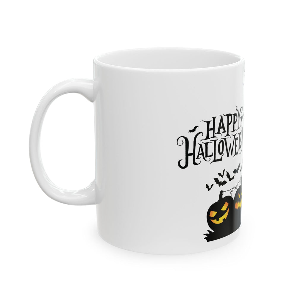 Happy Halloween Angry Smiling Pumpkins Spooky Bats Cat Coffee Mug Gift New 11oz