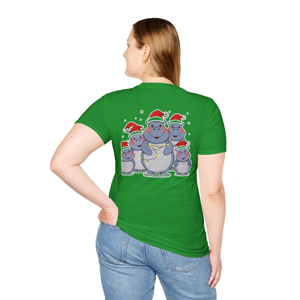 Christmas Hippos Family T-Shirt | Cute Cartoon Unique Holiday Gift Shirt