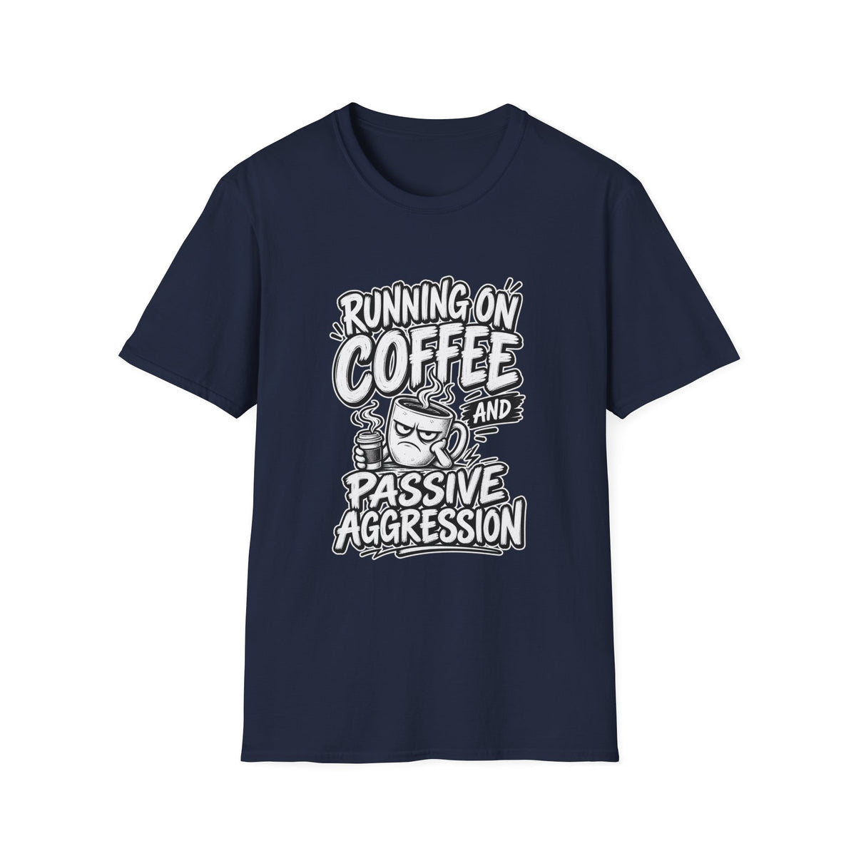 Funny Dark Humor Tshirt — Funny Office Tshirt Dark Humor Graphic Tee Unique Coworker Gift  RUNNING ON COFFEE AND PASSIVE AGGRESSION Shirt