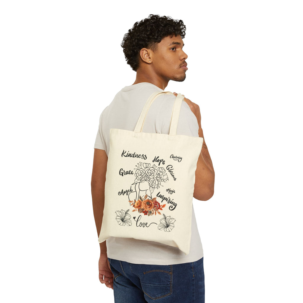 Women's Tote Bag Flower Cotton Canvas Bag For School Best Gift Wife Girlfriend Best Gift
