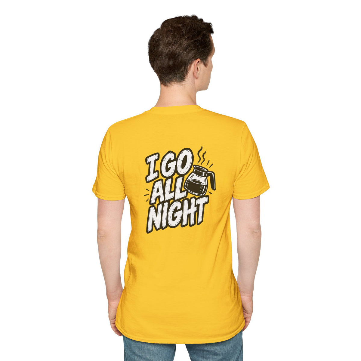 Dark Humor Funny Coffee Shirt I Go All Night Novelty Coffee Lover Graphic Tee Unique Tshirt Gift