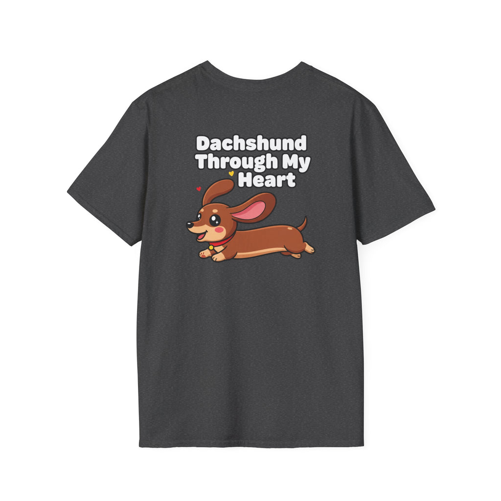 Cute Dachshund Shirt Dachshund Through My Heart Funny Dog Lover Unisex Softstyle Tee Gift