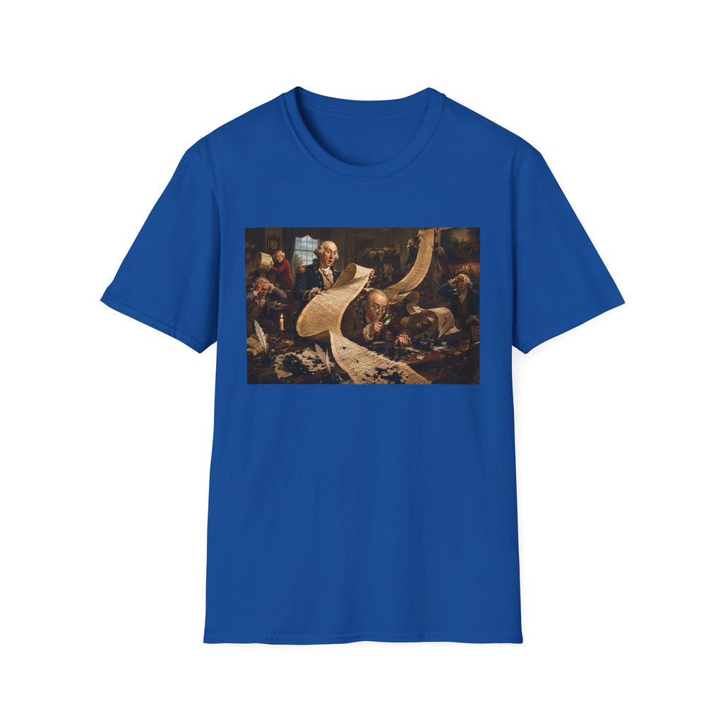 Funny USA Unisex Softstyle T-Shirt Giant Declaration Team Funny Patriotic T-Shirt United States of America Benjamin Franklin George Washington Tshirts