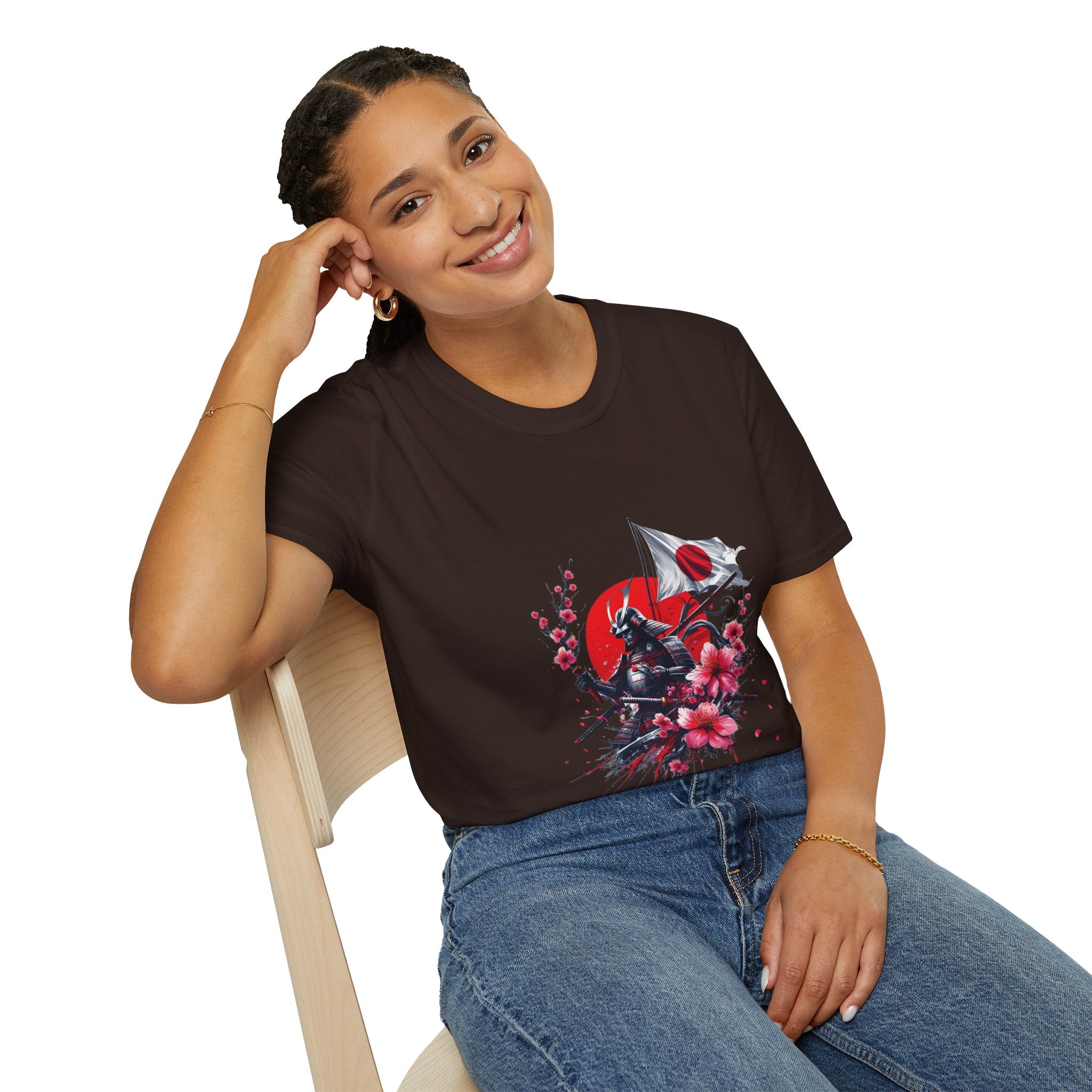 Japan Unisex Softstyle T-Shirt Japanese Art Sakura Samurai Cotton Gift Unique