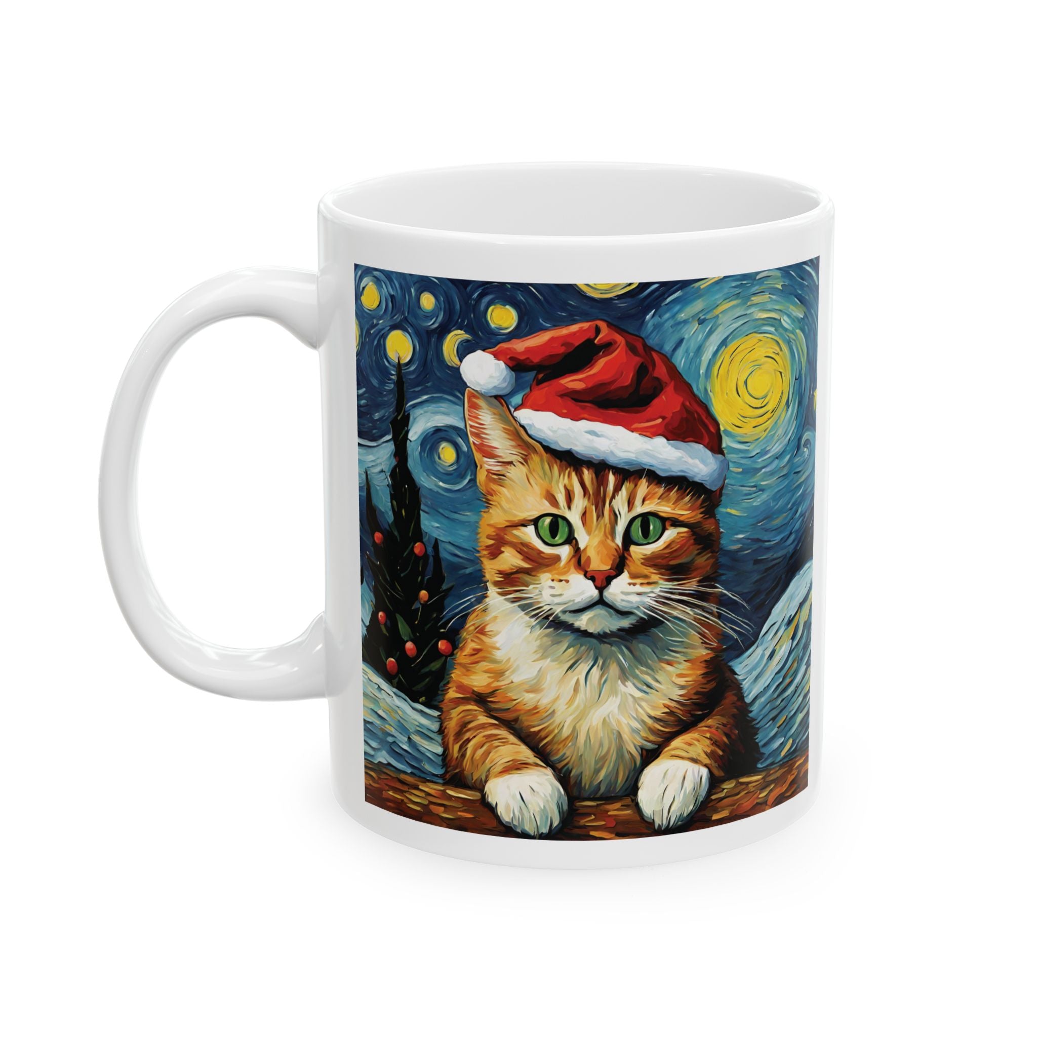 Christmas Mug Cat Mug Mom Van Gogh Style Coffee Cup Funny Cute Ceramic Tea Mug 2027
