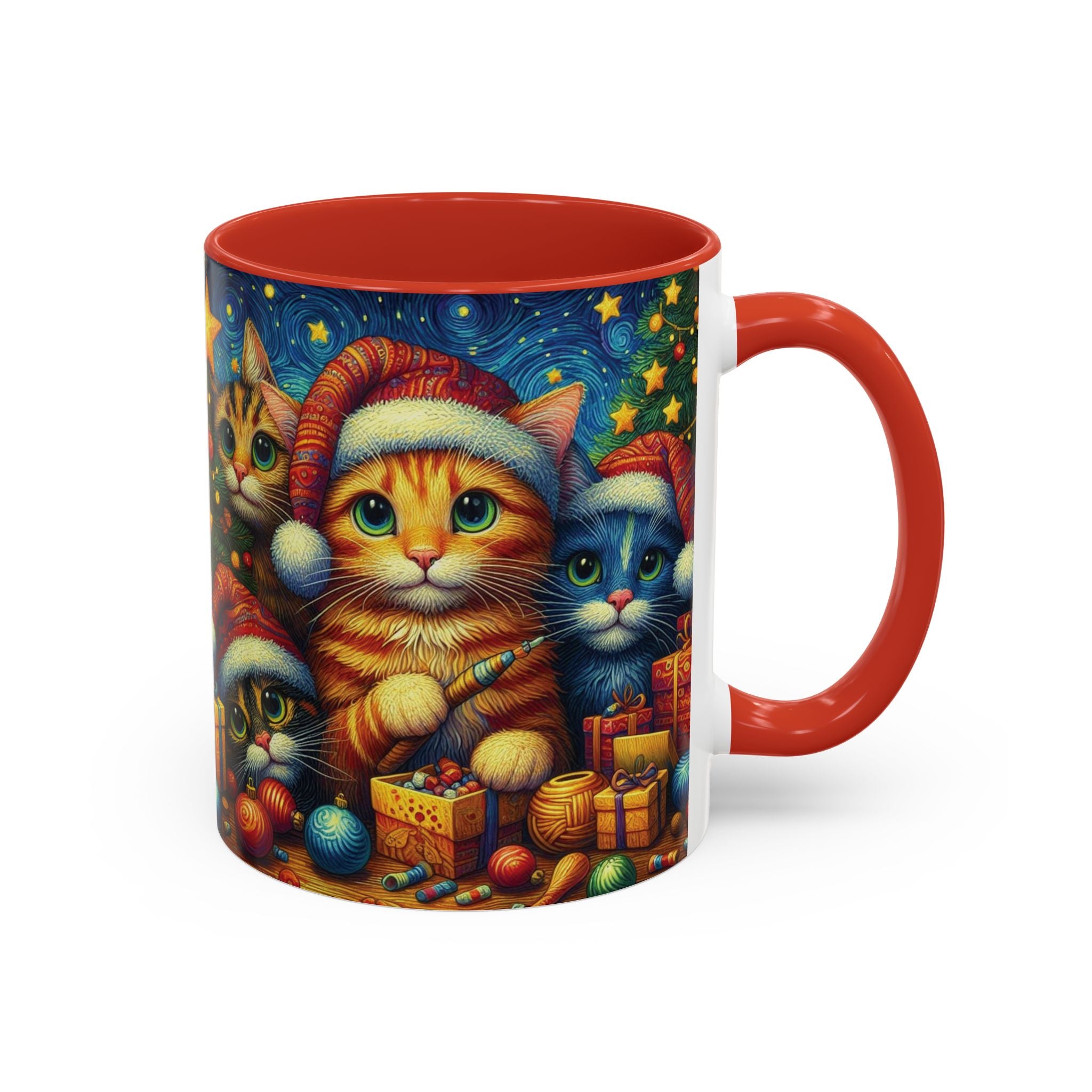 Christmas Mug Cats Mug Mom Lover Van Gogh Art Gift Funny Coffee Tea Ceramic Cup