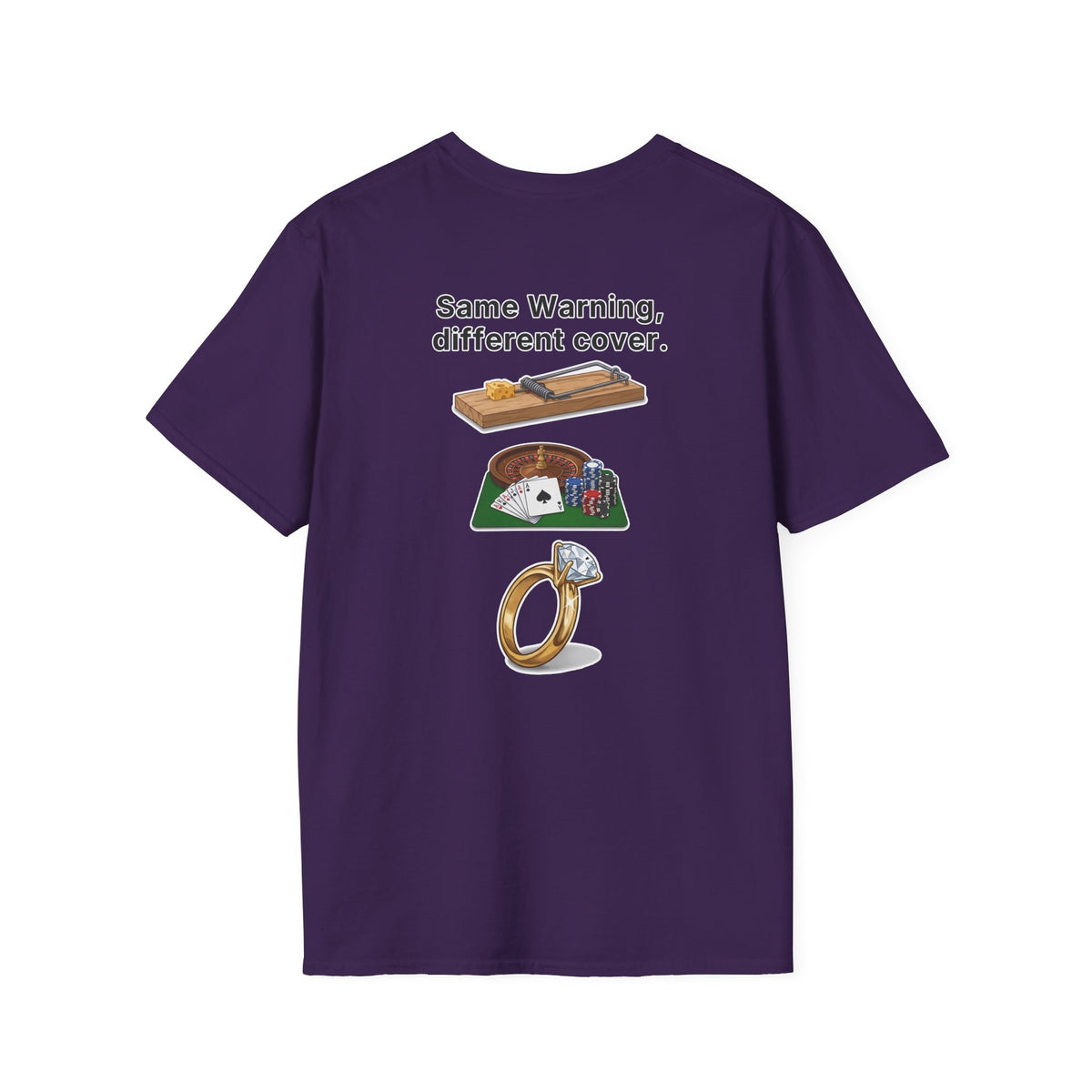Funny Marriage T-Shirt Same Warning Different Cover Mousetrap Casino Ring Wedding Humor Shirt Groom Bachelor Party Tee