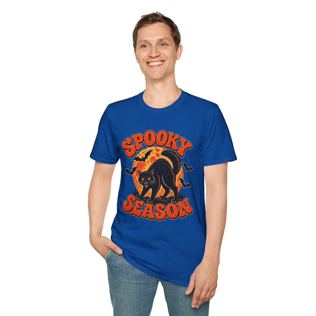 Retro Black Cat Halloween Shirt | Vintage Spooky Season Graphic Tee | Womens Halloween T-Shirt
