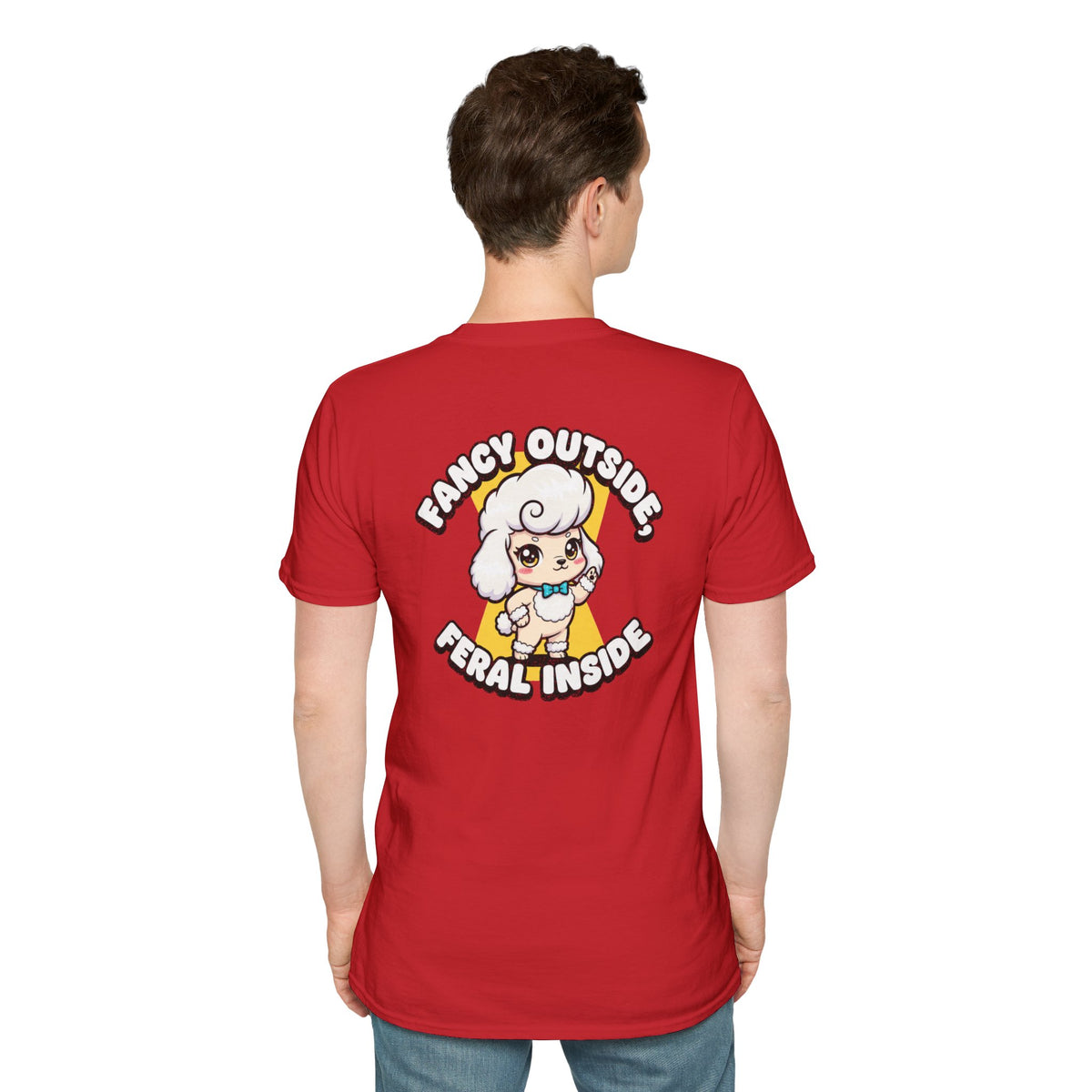 Cute Poodle Shirt Fancy Outside, Feral Inside Funny Dog Lover Unisex Softstyle Tee Gift
