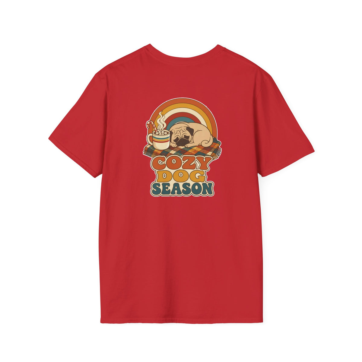 Retro Christmas Dog T-Shirt Cozy Dog Season Vintage Dog Lover Shirt Unisex Softstyle Tee Christmas Gift