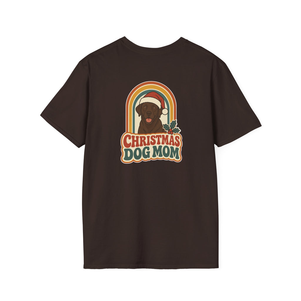 Retro Christmas Dog T-Shirt Christmas Dog Mom Vintage Dog Lover Shirt Unisex Softstyle Tee Christmas Gift