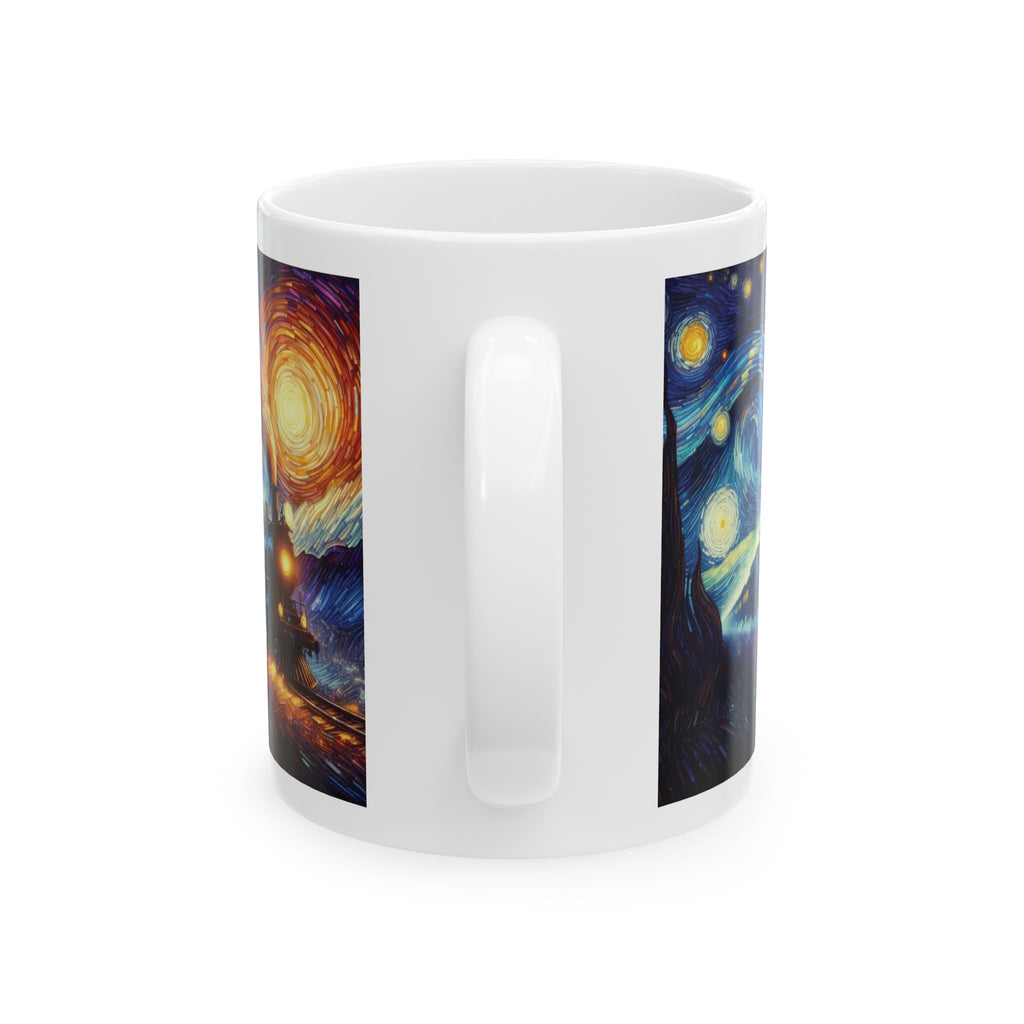 Stunning Steam Train Mug Van Gogh Starry Night Tea Coffee Cup Cute Unique Gift 11oz
