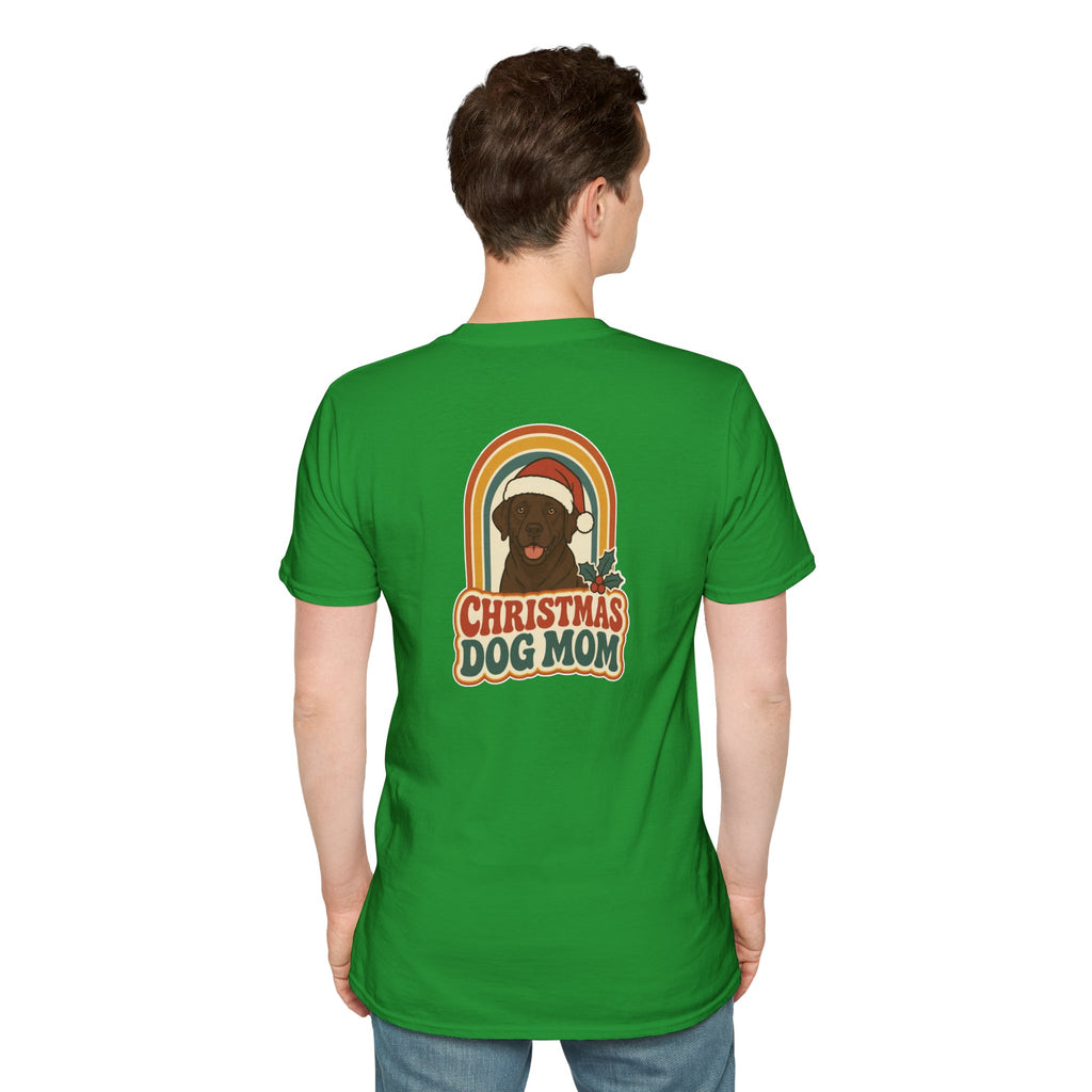 Retro Christmas Dog T-Shirt Christmas Dog Mom Vintage Dog Lover Shirt Unisex Softstyle Tee Christmas Gift