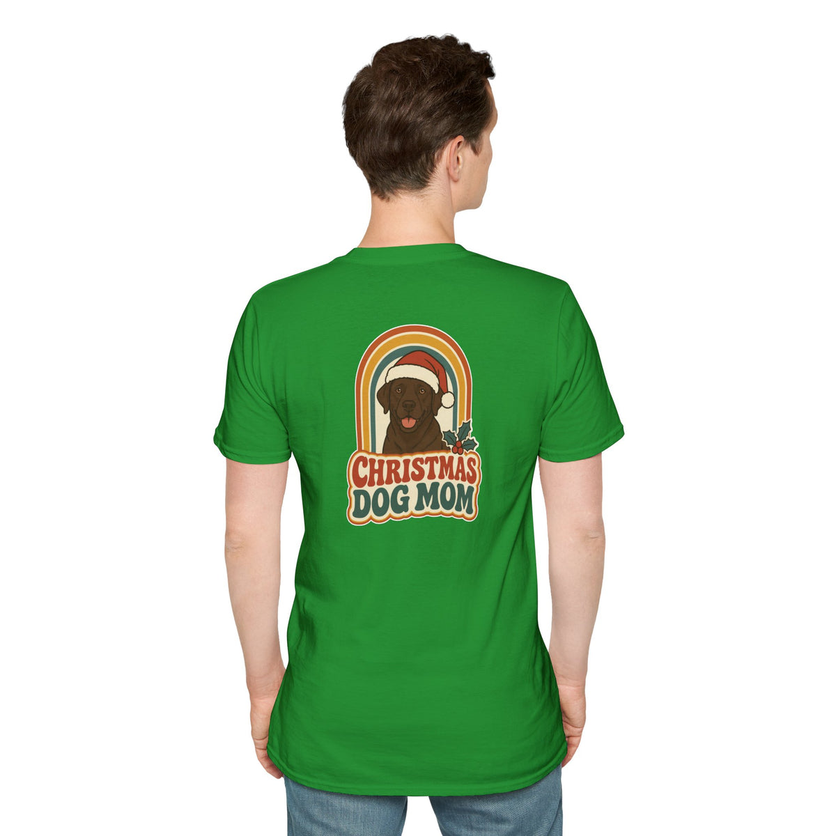 Retro Christmas Dog T-Shirt Christmas Dog Mom Vintage Dog Lover Shirt Unisex Softstyle Tee Christmas Gift