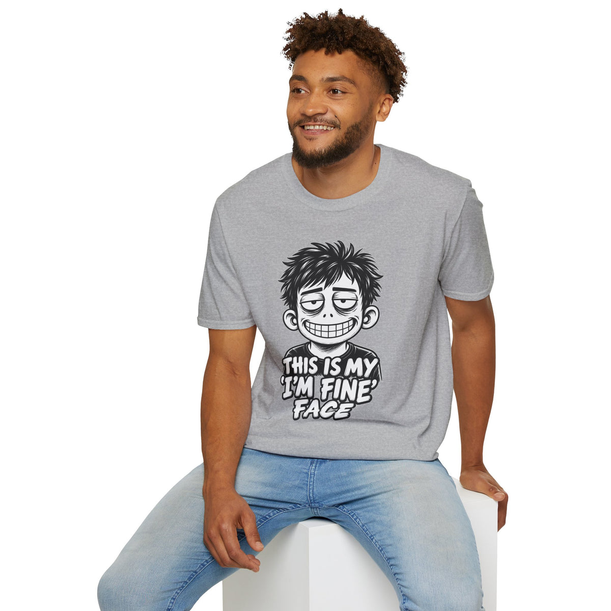 Funny Dark Humor Shirt This Is My I'm Fine Face Funny Office Tee Unique Gift