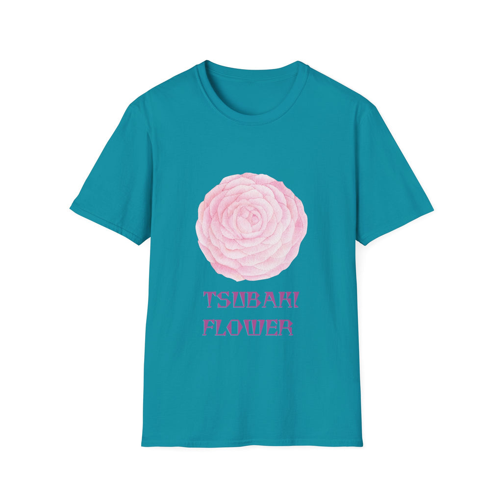 Tsubaki Japanese Camellia Unisex Softstyle T-Shirt Gift Cotton Japan Art Flower