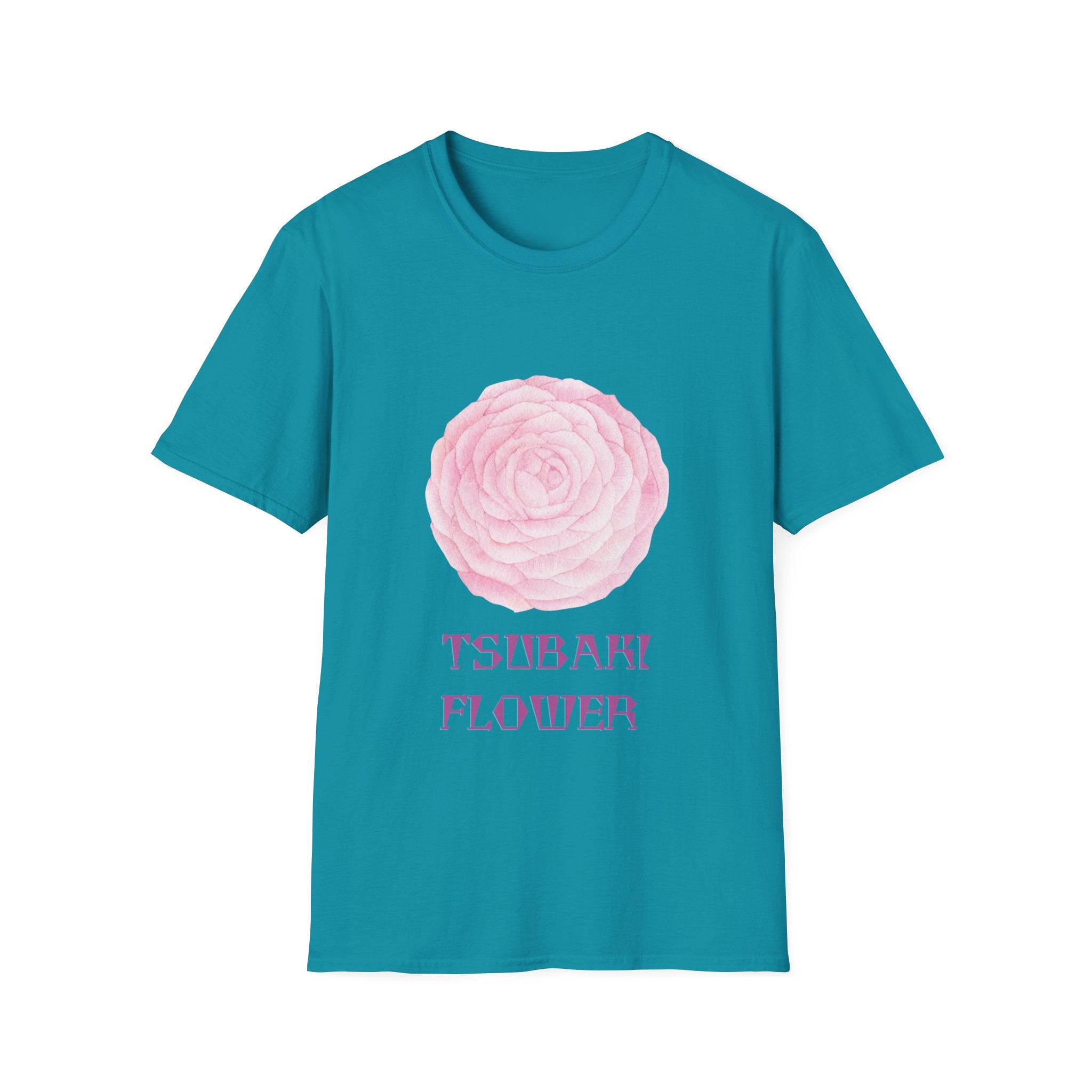 Tsubaki Japanese Camellia Unisex Softstyle T-Shirt Gift Cotton Japan Art Flower