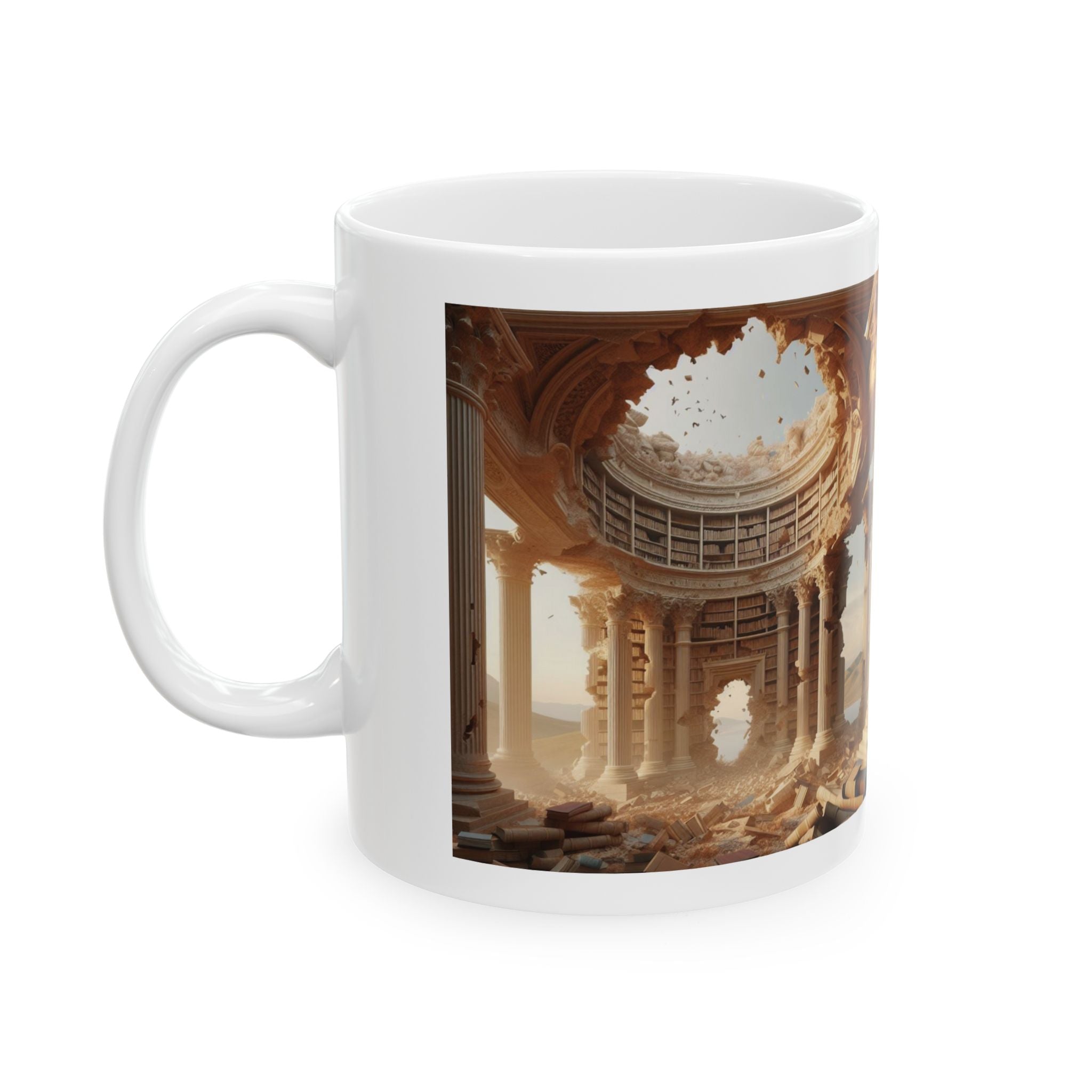 3D Ancient Library Bookshelf Mug Unique Ceramic Mug Coffee Cup Funny Gift Love 11oz