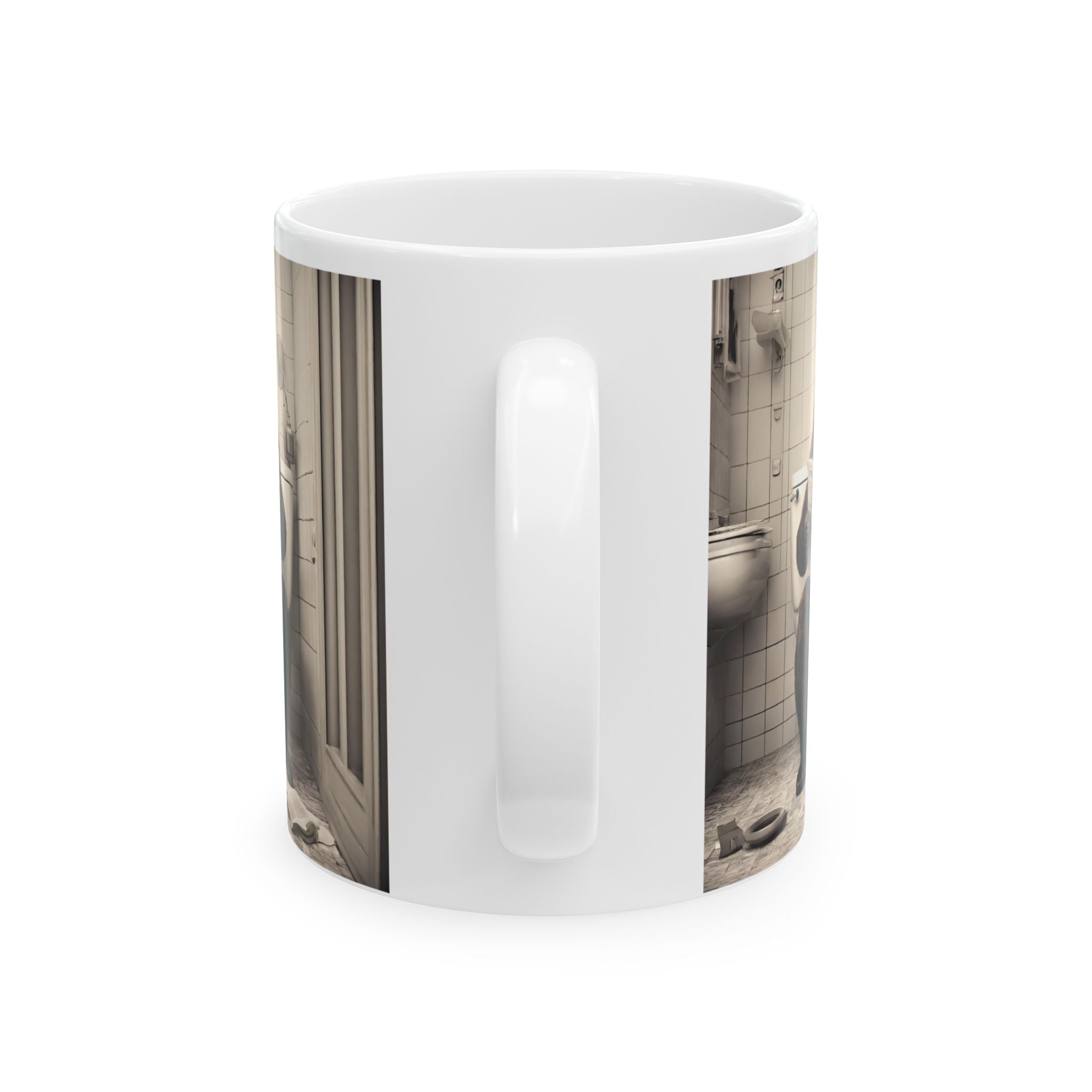 Funny Bear Sitting on Toilet Reading Newspaper Mug Gift Animal Coffee Mug 11oz Unique Cute Mug