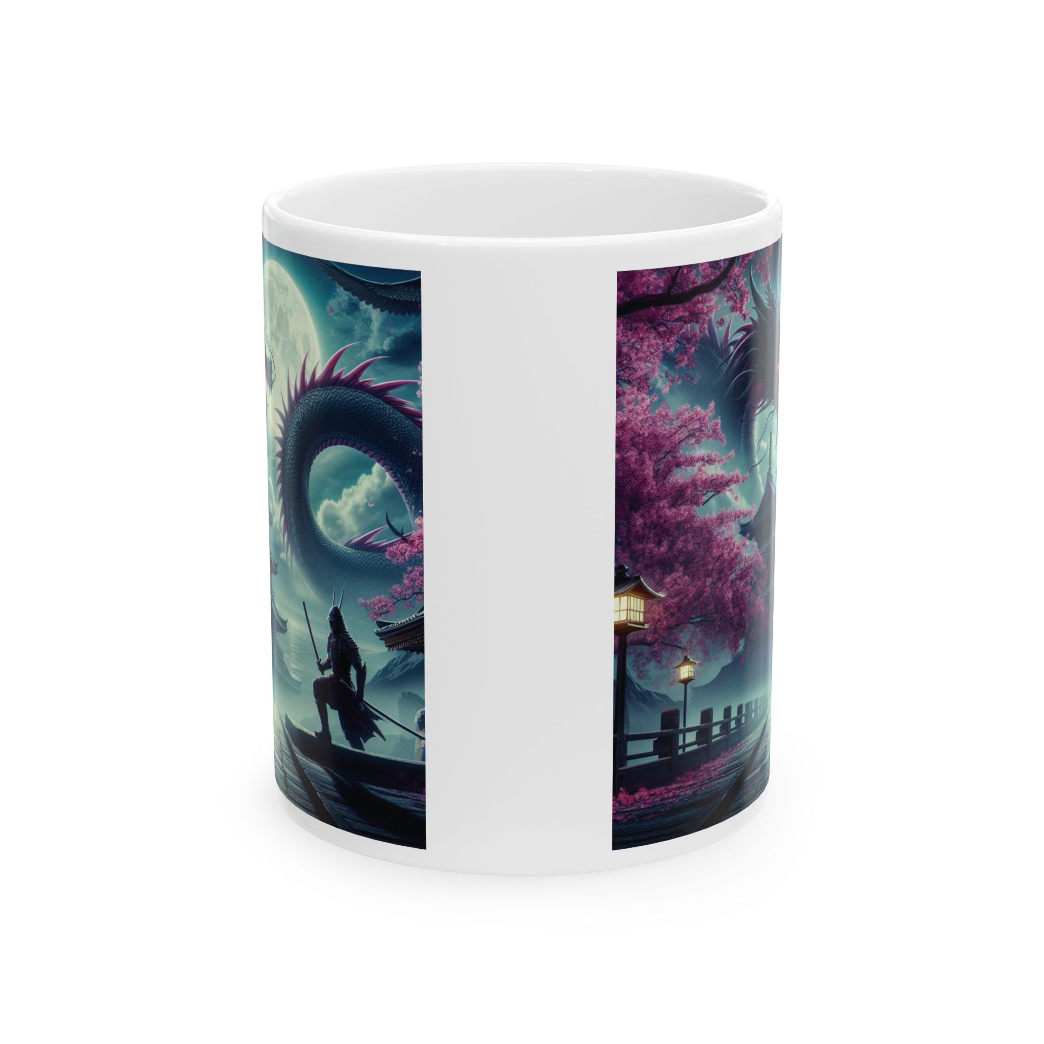 Japan Samurai Mug Dragon Sakura Flower Tea Coffee Cup Unique Gift Ninja Japanese 11oz