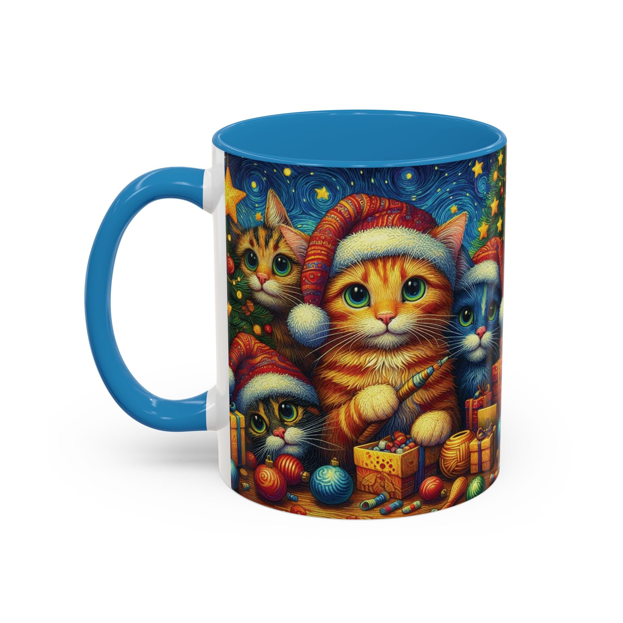 Christmas Mug Cats Mug Mom Lover Van Gogh Art Gift Funny Coffee Tea Ceramic Cup