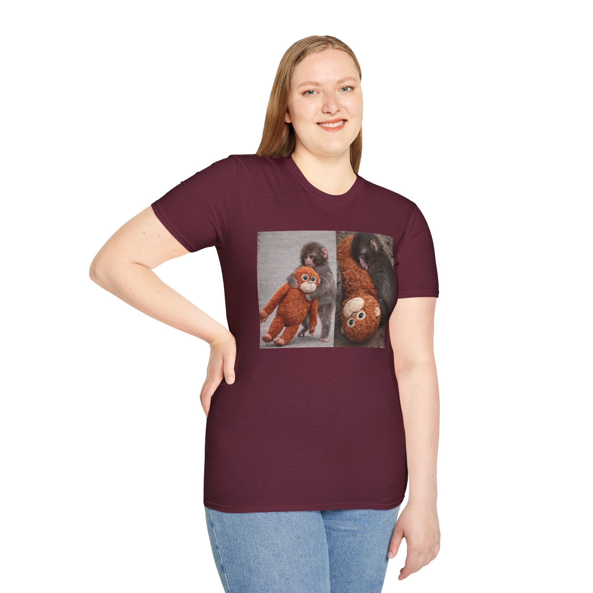 Funny Punch Monkey Viral Animal Tshirt Cute Trendy Unisex Softstyle T-Shirt Gift