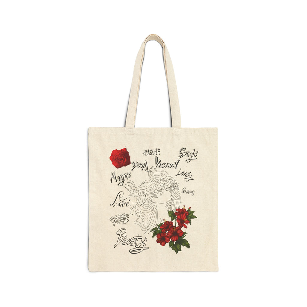 Women's Tote Bag Flower Cotton Canvas Bag For School Best Gift For Wife Family Best Gift