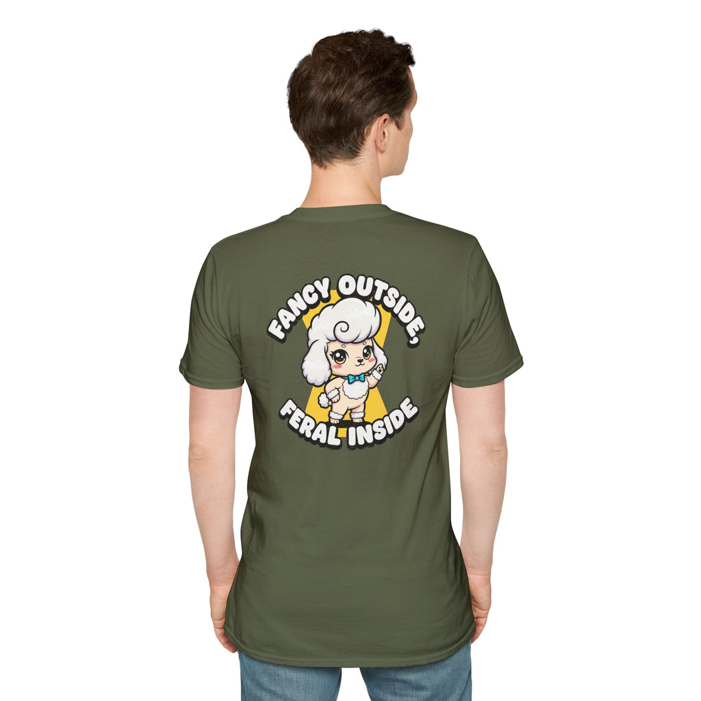 Cute Poodle Shirt Fancy Outside, Feral Inside Funny Dog Lover Unisex Softstyle Tee Gift