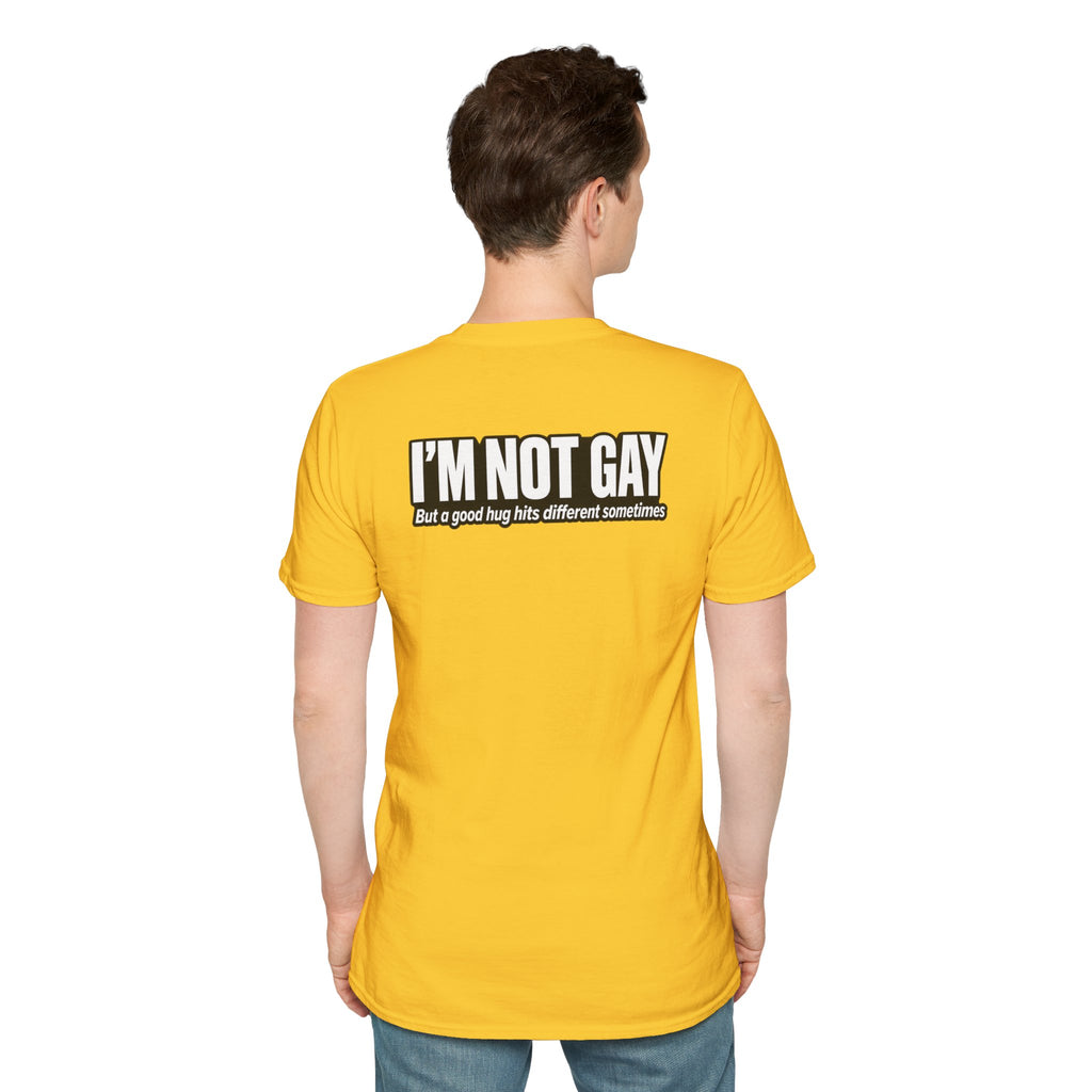 Dark Humor Funny Tshirt I'm not Gay but a Hug huts different Tee Unique Gift Unisex Softsyle Shirt