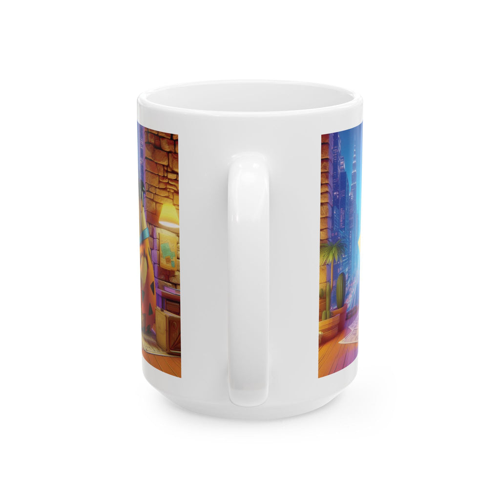 3D Fred Flintstone Mug in Tech Era in New York Ceramic Mug Coffee Cup Gift Kids 11oz