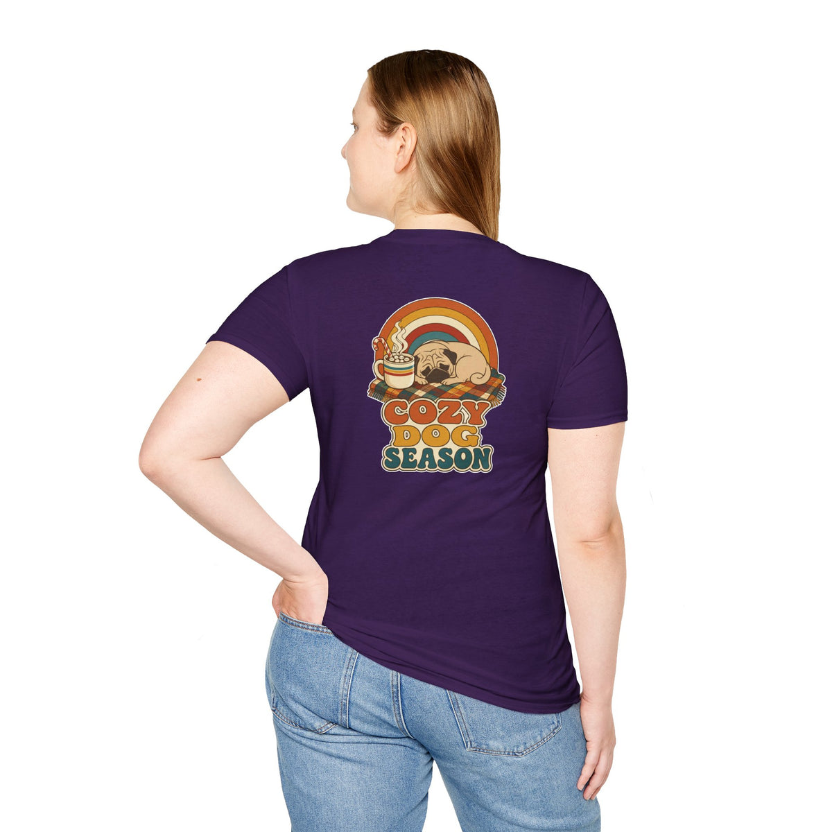 Retro Christmas Dog T-Shirt Cozy Dog Season Vintage Dog Lover Shirt Unisex Softstyle Tee Christmas Gift