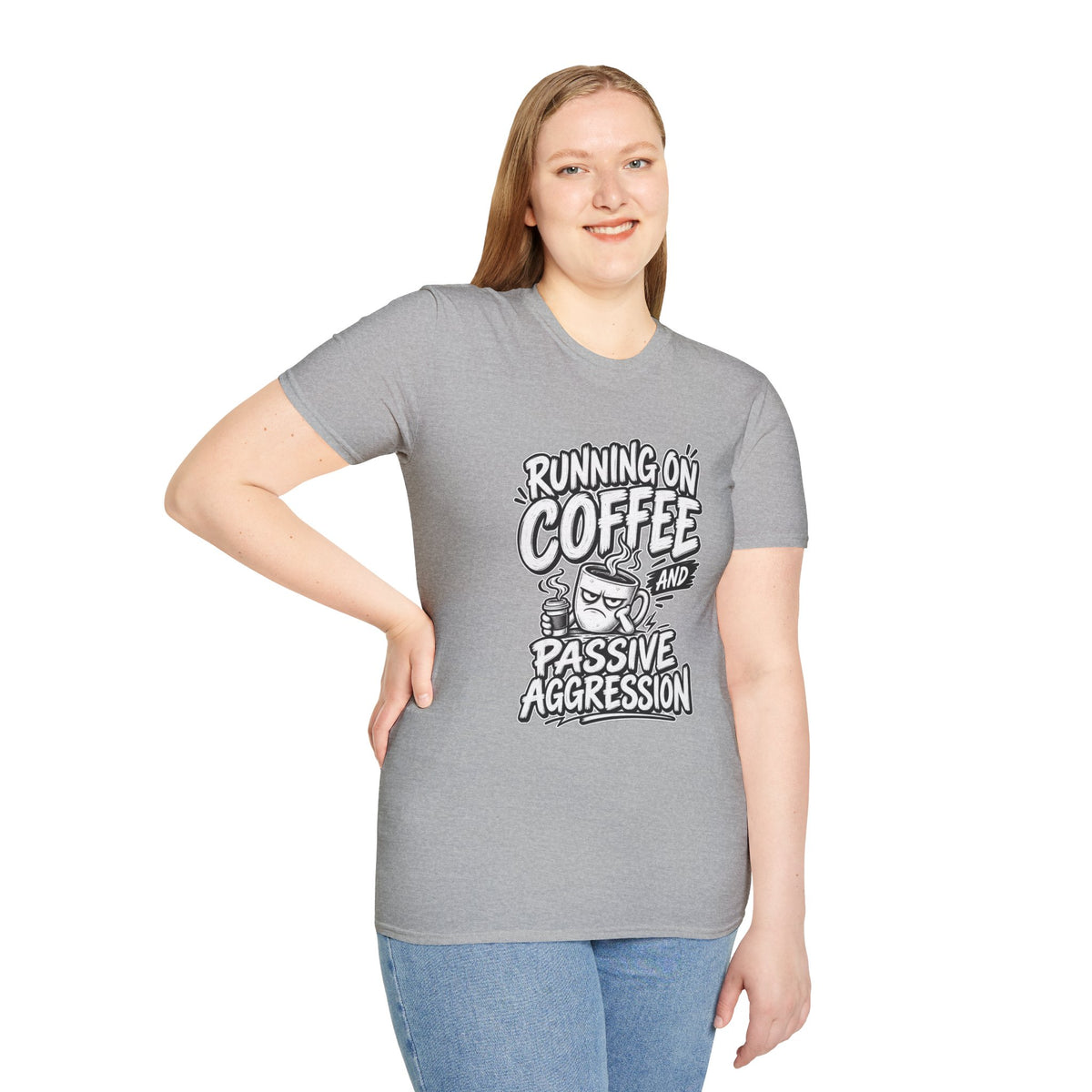 Funny Dark Humor Tshirt — Funny Office Tshirt Dark Humor Graphic Tee Unique Coworker Gift  RUNNING ON COFFEE AND PASSIVE AGGRESSION Shirt