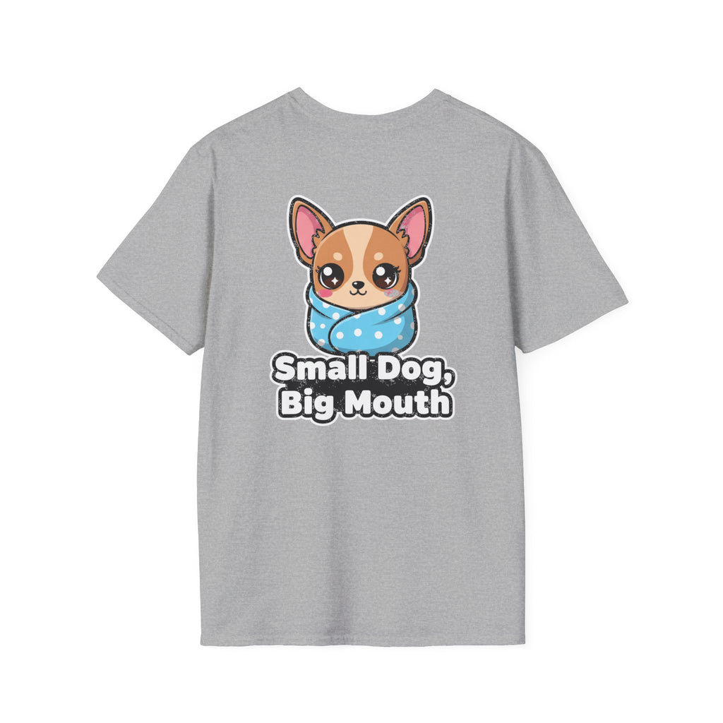 Cute Chihuahua Shirt Small Dog, Big Mouth Funny Dog Lover Unisex Softstyle Tee Gift
