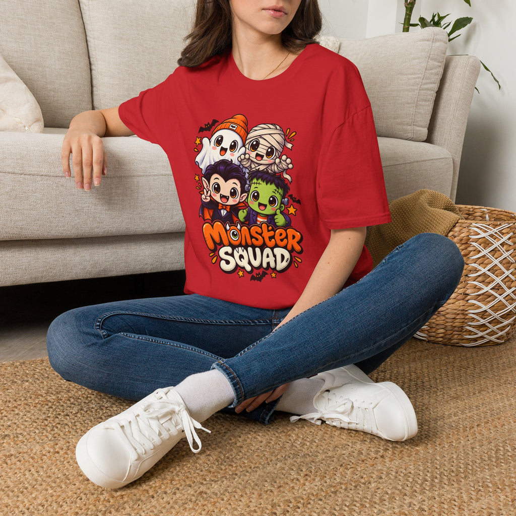 Funny Monster Squad Shirt | Cute Kawaii Halloween Tee | Ghost Mummy Vampire Frankenstein Graphic T-Shirt