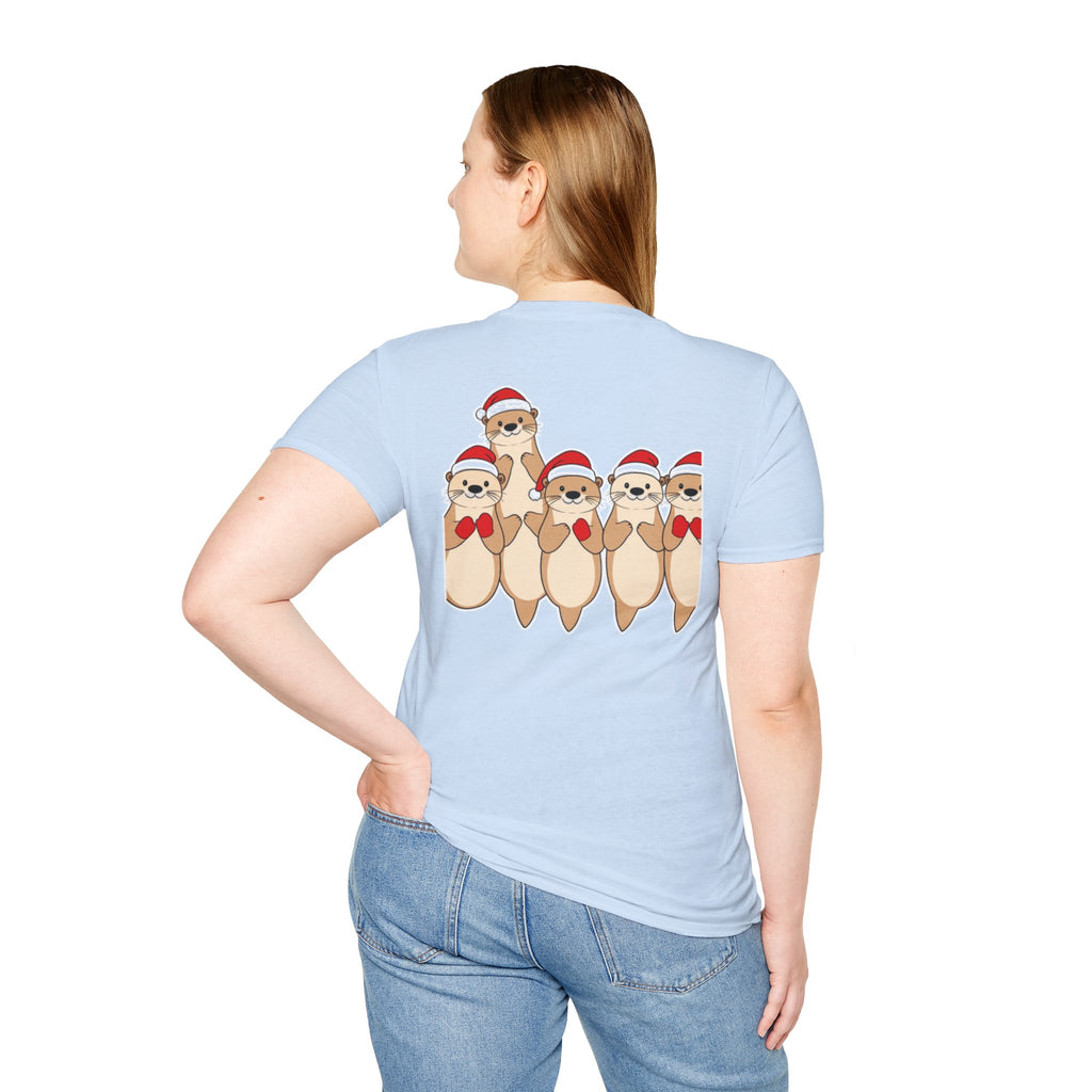 Christmas Otters Family T-Shirt | Cute Cartoon Holiday Design Unique Shirt Gift