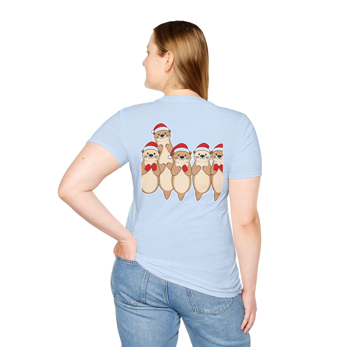 Christmas Otters Family T-Shirt | Cute Cartoon Holiday Design Unique Shirt Gift