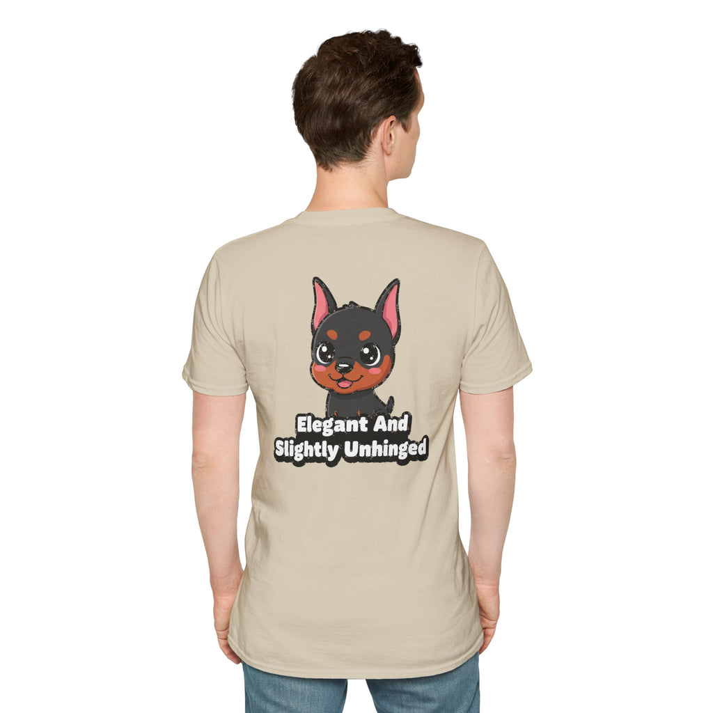 Cute Doberman Shirt Elegant And Slightly Unhinged Funny Dog Lover Unisex Softstyle Tee Gift