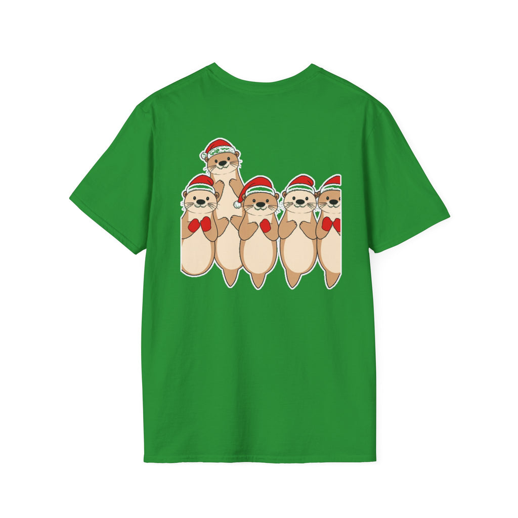 Christmas Otters Family T-Shirt | Cute Cartoon Holiday Design Unique Shirt Gift