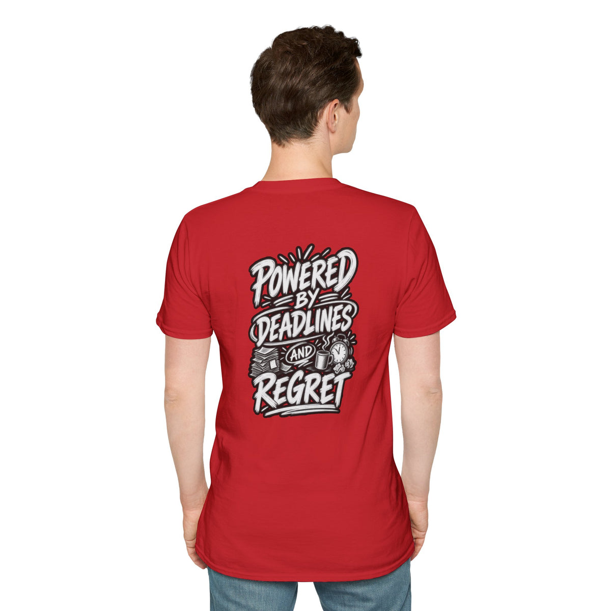 Funny Dark Humor Shirt Powered by Deadlines and Regret Funny Office Tee Unique Coworker Gift