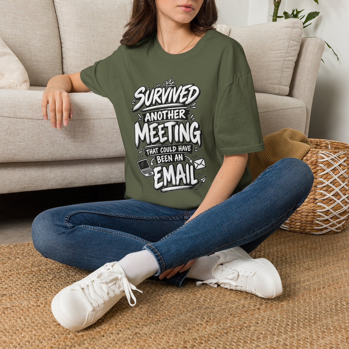 Funny Dark Humor Shirt Survived a Meeting That Could Have Been an Email Tee Unique Coworker Gift