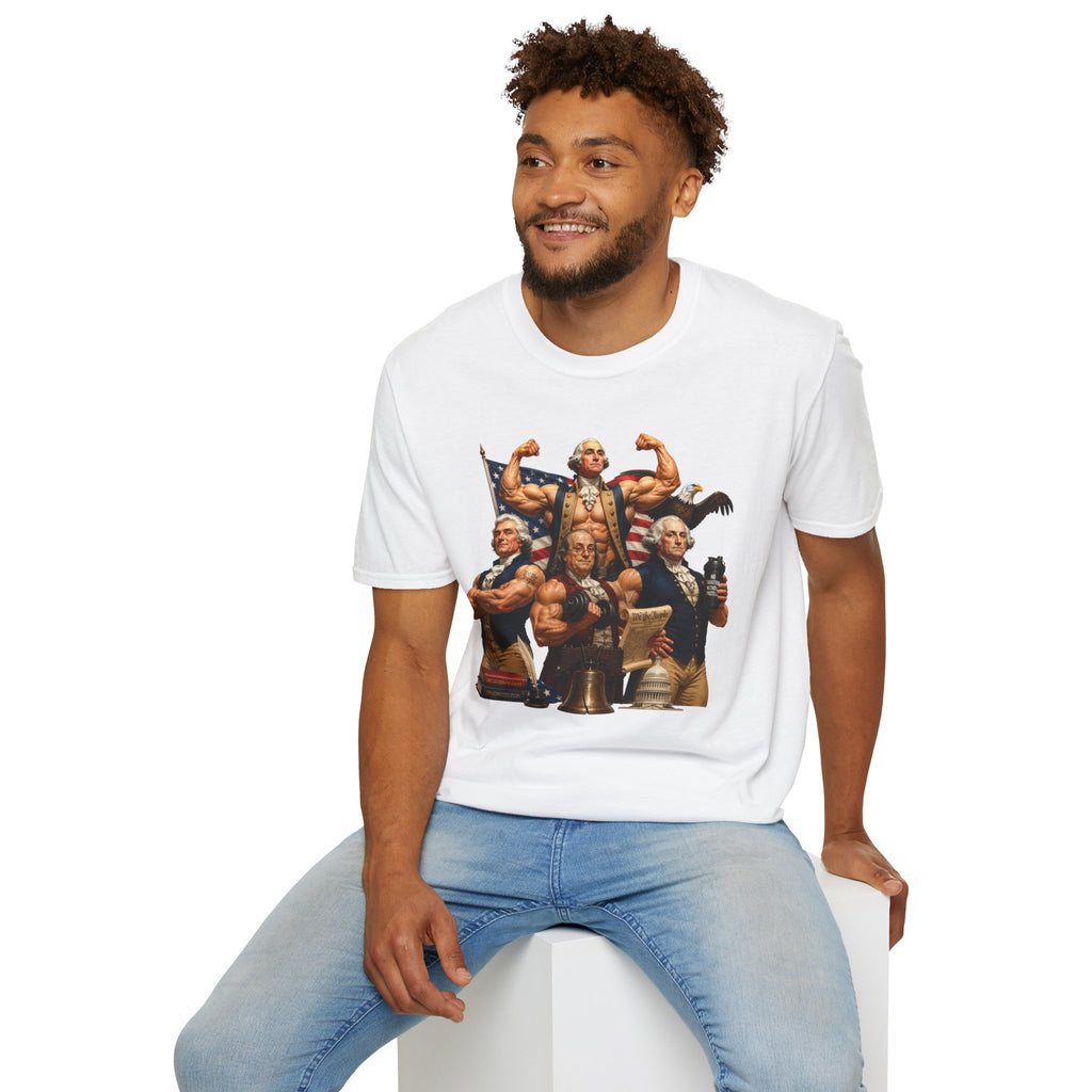 Funny USA Unisex Softstyle T-Shirt Giant Declaration Receipt Funny Patriotic T-Shirt United States of America Benjamin Franklin George Washington Tshirt