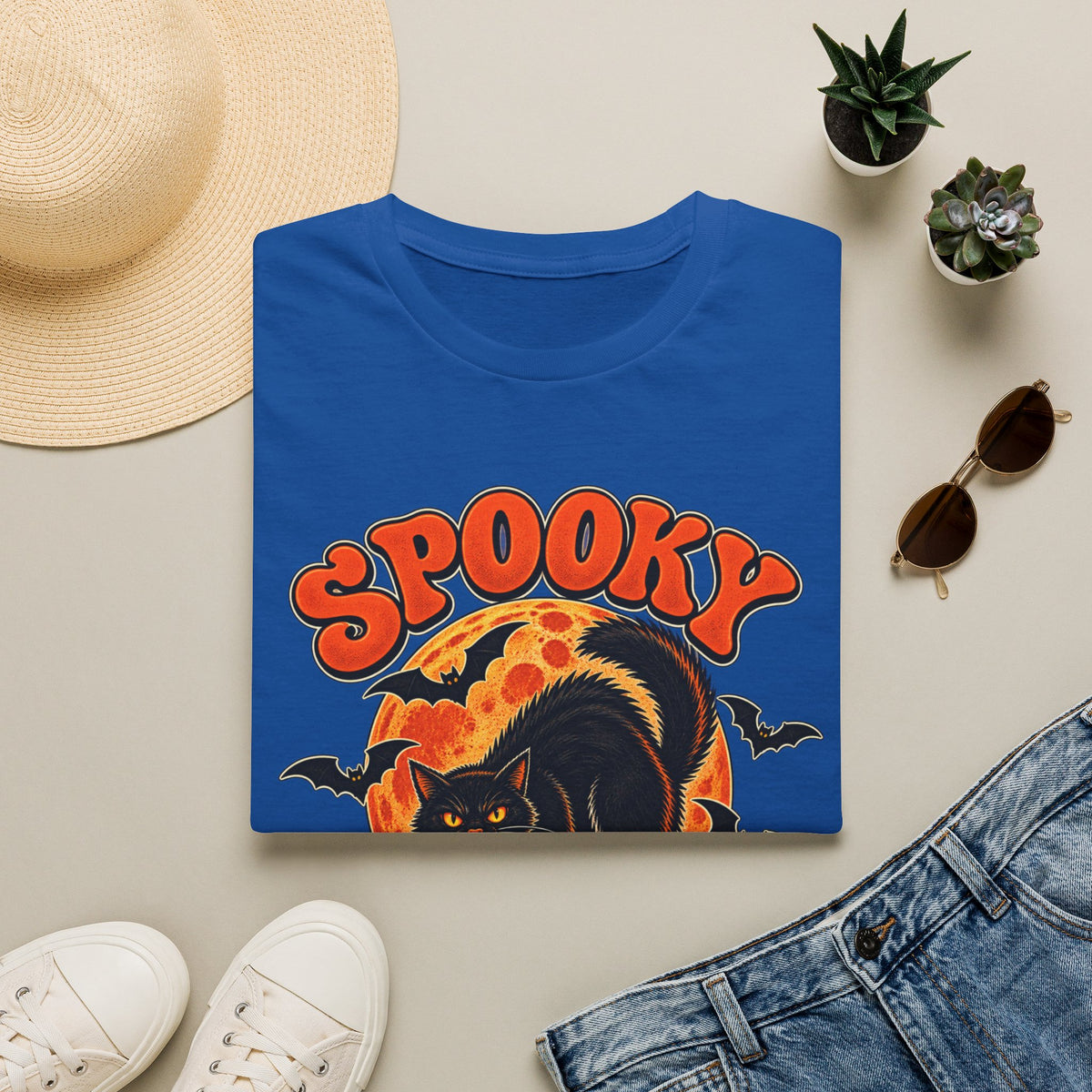 Retro Black Cat Halloween Shirt | Vintage Spooky Season Graphic Tee | Womens Halloween T-Shirt
