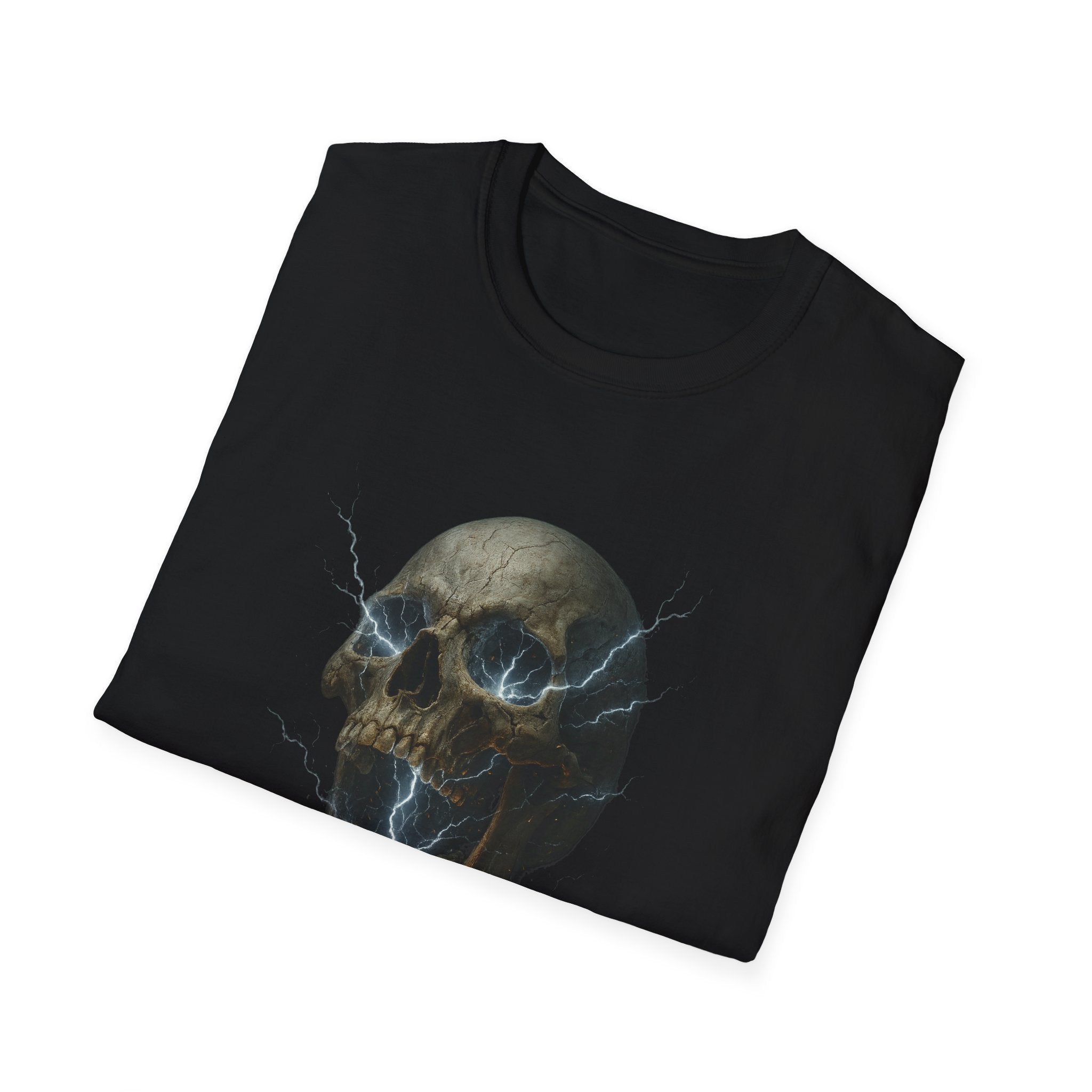 Funny Mens Electric Skull T-Shirt Classic Short Sleeve Shirt Apparel Clothing