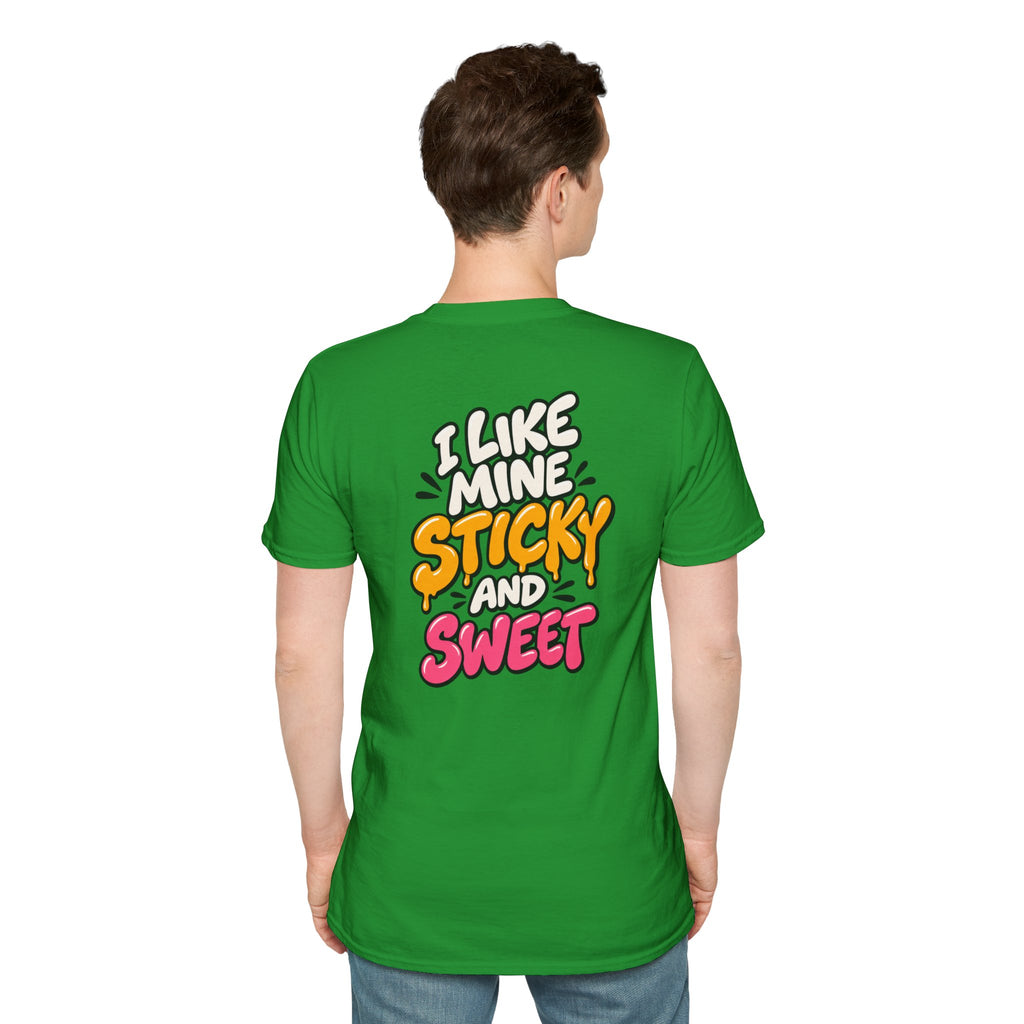 Dark Humor Funny Tshirt I LIKE MINE STICKY AND SWEET Tee Unique Gift