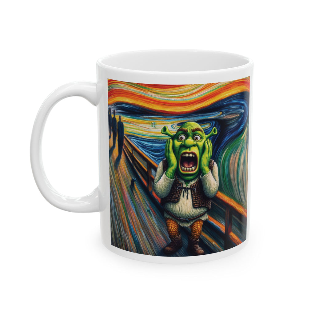 Funny Edvard Munch The Scream Shrek Mug Tea Coffee Cup Unique Gift USA Printed Artwork