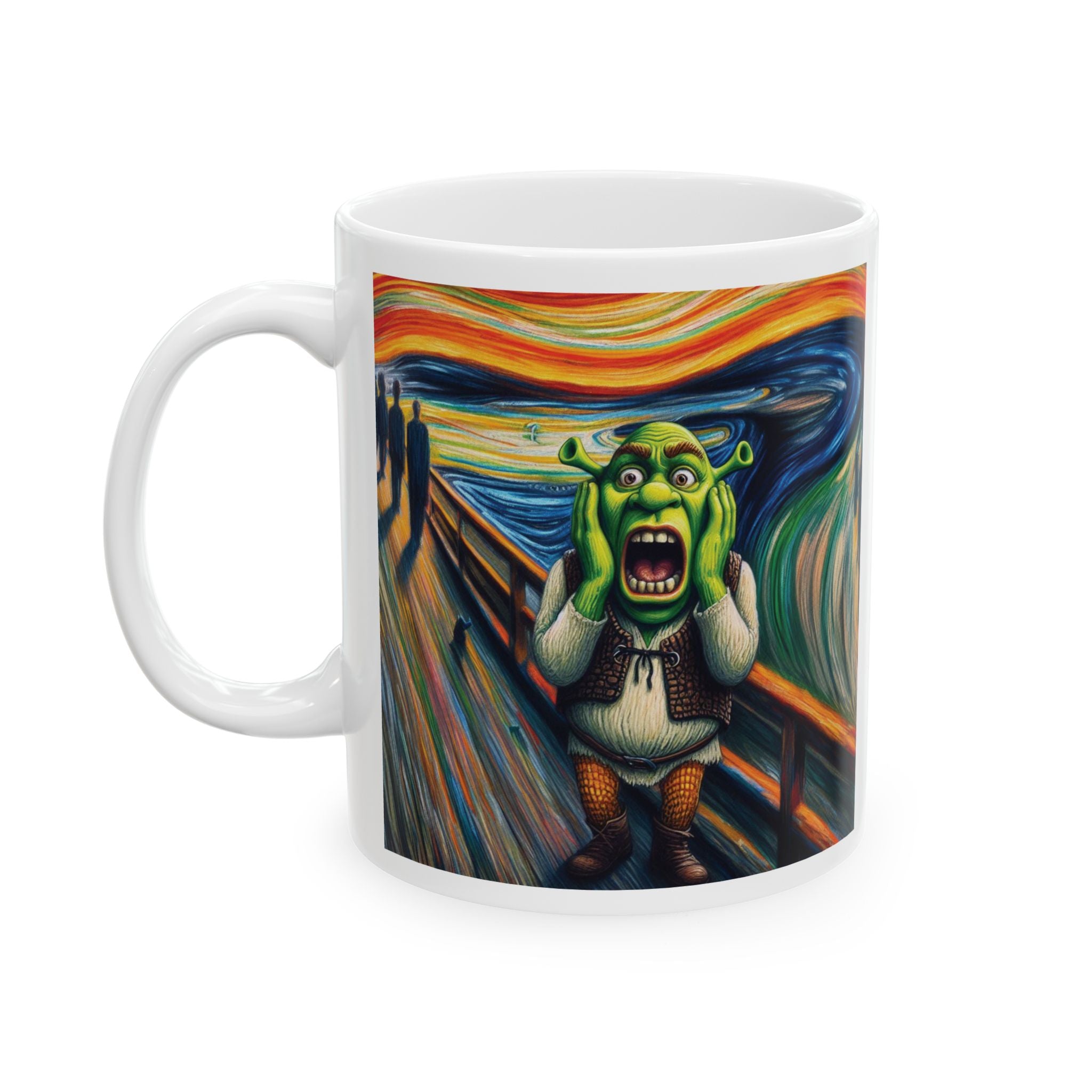 Funny Edvard Munch The Scream Shrek Mug Tea Coffee Cup Unique Gift USA Printed Artwork