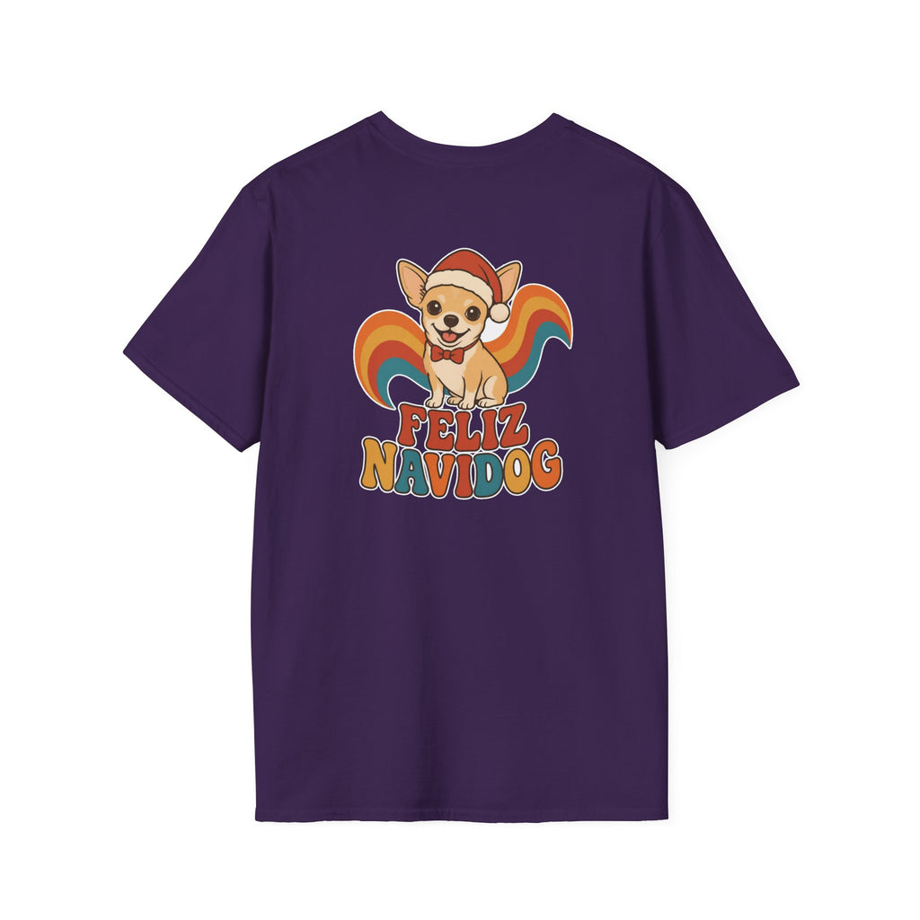 Retro Christmas Dog T-Shirt Feliz Navidog Vintage Dog Lover Shirt Unisex Softstyle Tee Christmas Gift