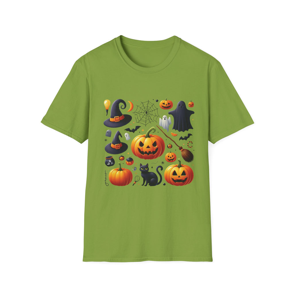 Halloween Pumpkin Face Funny Scary Mens Cotton T-Shirt Tee Top Unisex Women Gift